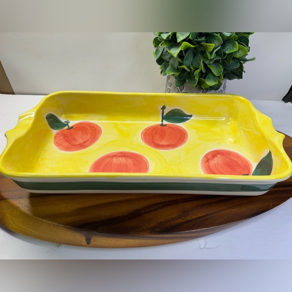 Large Vintage Cristina Fortini Italian Mid Century Fruit Vibrant Rectangular Pan - Picture 1 of 6